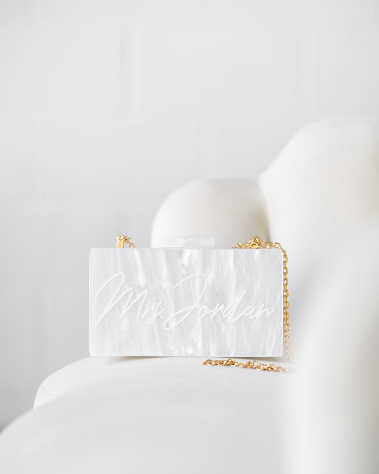 White on sale acrylic clutch