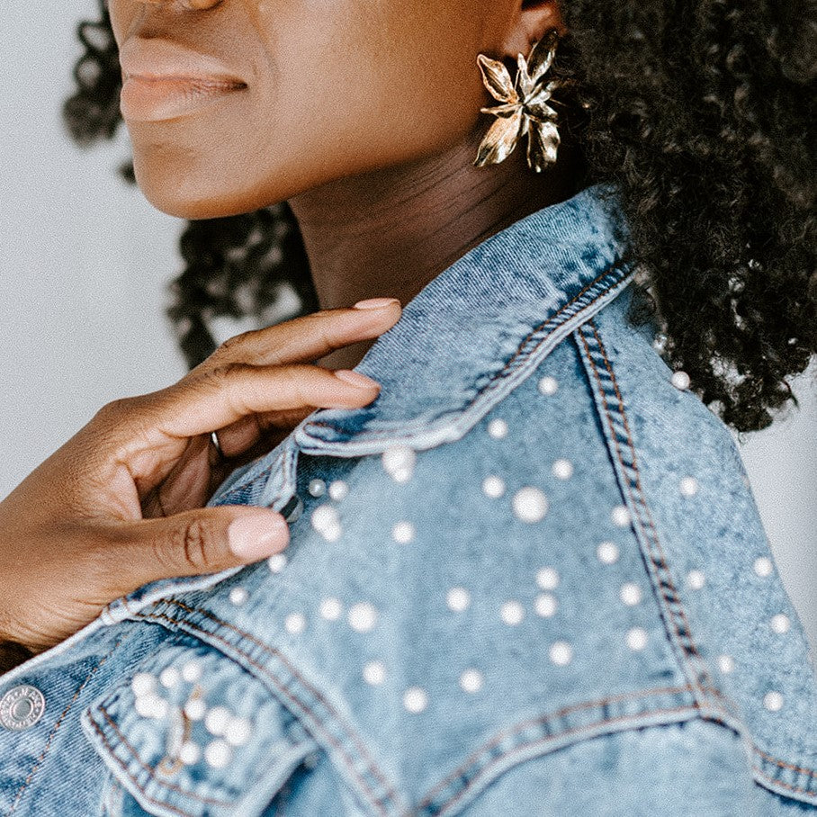 Diy pearl clearance denim jacket